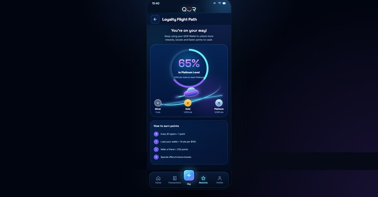 QOR Loyalty Flight Path screen